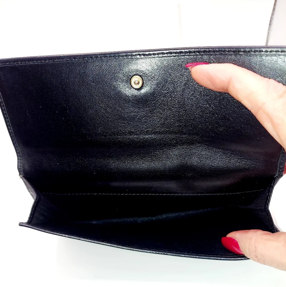 Bvlgari Black Lambskin Leather Long Wallet